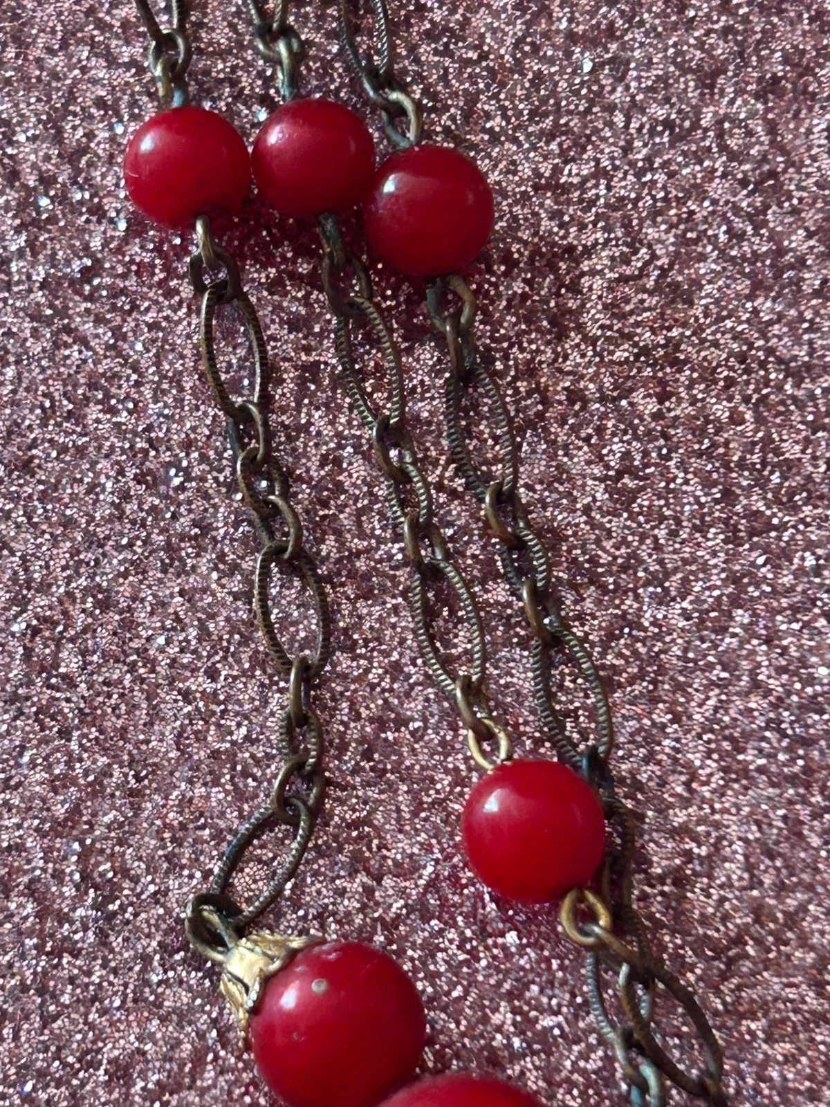 Collier vintage 3 rangs rouge corail Année 50/60 – photo 8